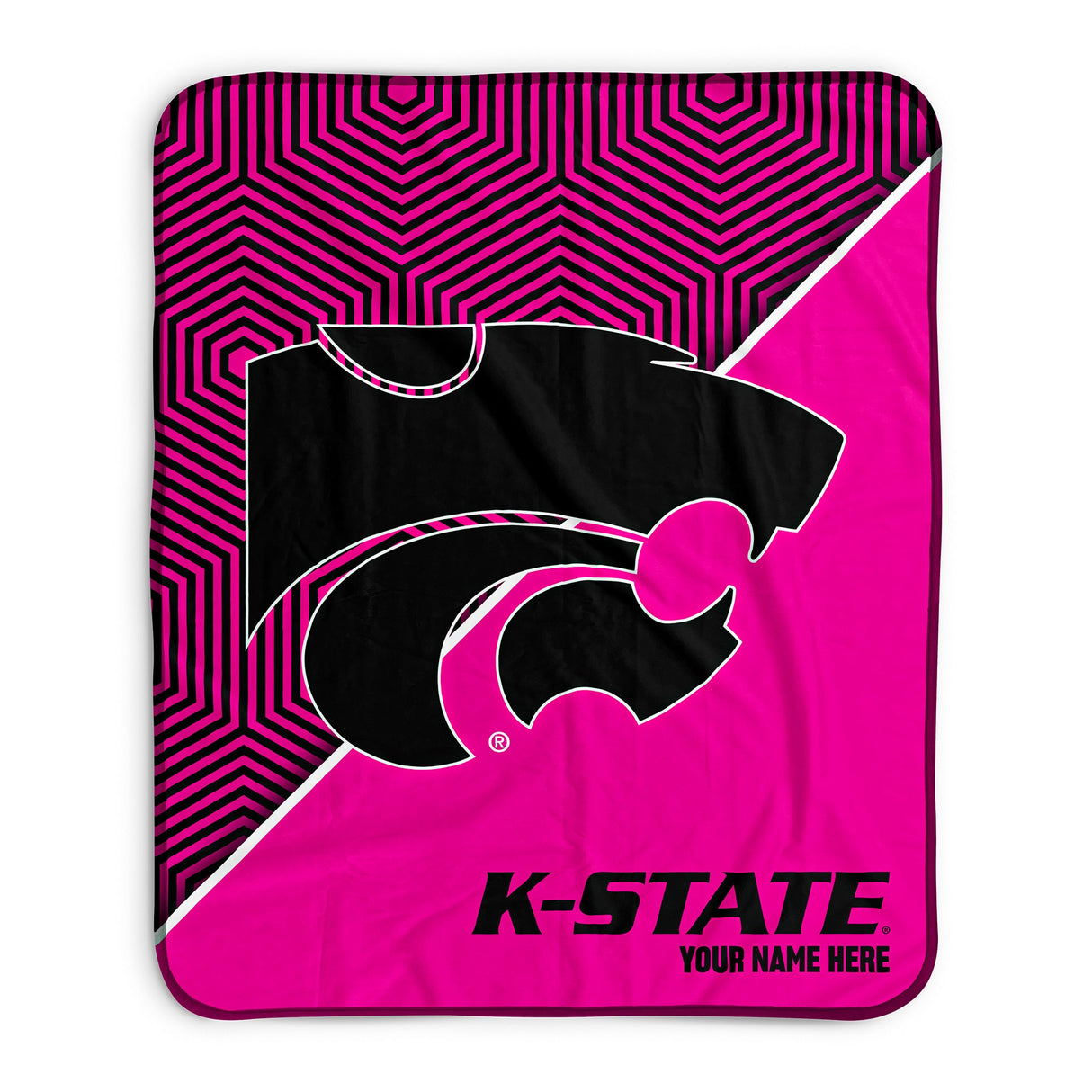 Pixsona Kansas State Wildcats Pink Implosion Pixel Fleece Blanket | Personalized | Custom