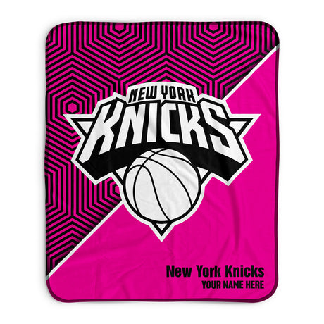 Pixsona New York Knicks Pink Implosion Pixel Fleece Blanket | Personalized | Custom