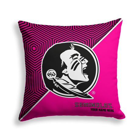 Pixsona Florida State Seminoles Pink Implosion Throw Pillow | Personalized | Custom