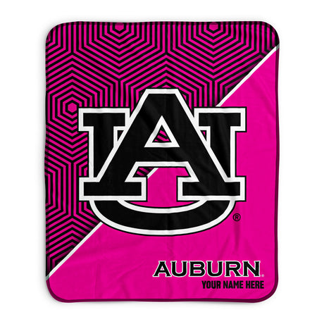 Pixsona Auburn Tigers Pink Implosion Pixel Fleece Blanket | Personalized | Custom