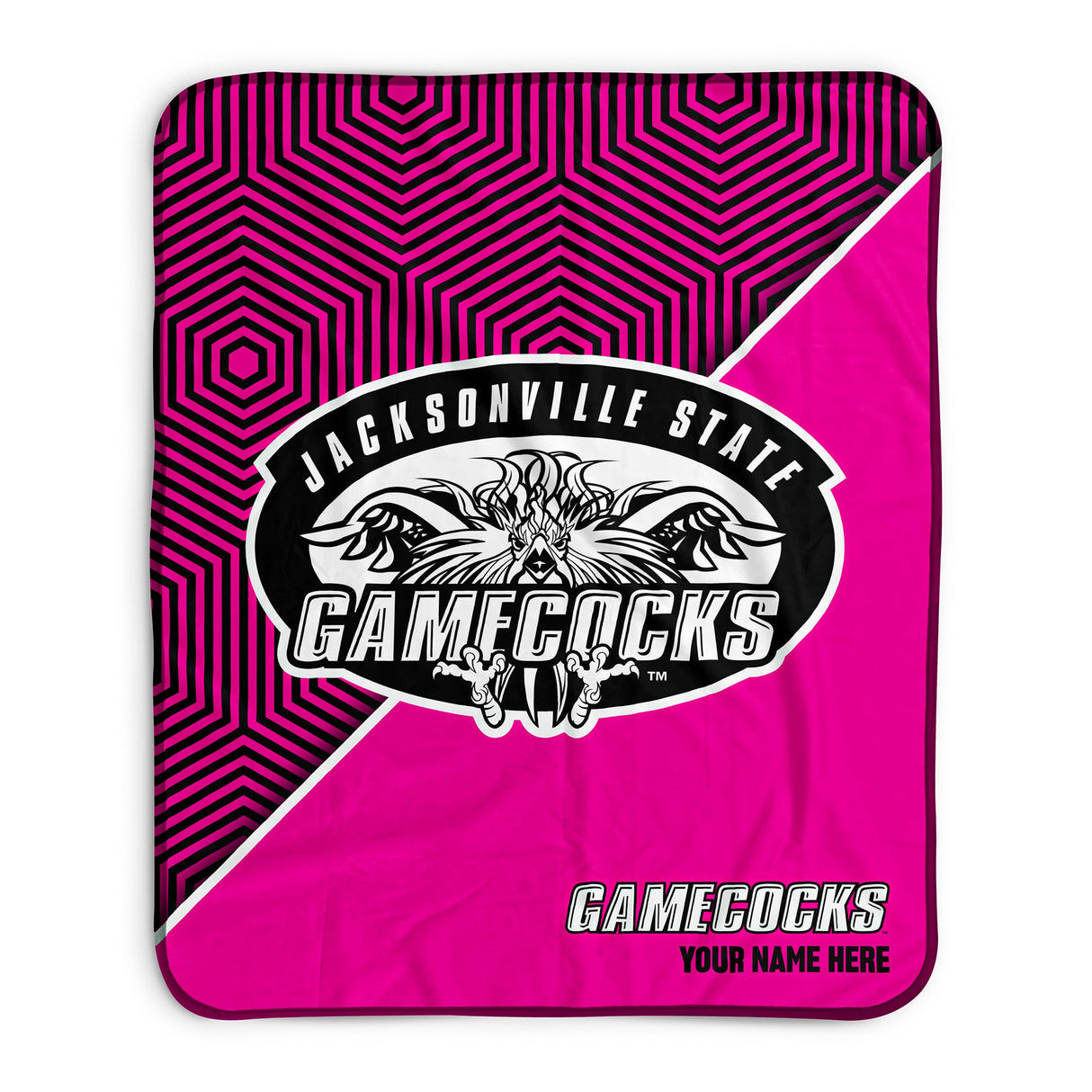 Pixsona Jacksonville State Gamecocks Pink Implosion Pixel Fleece Blanket | Personalized | Custom