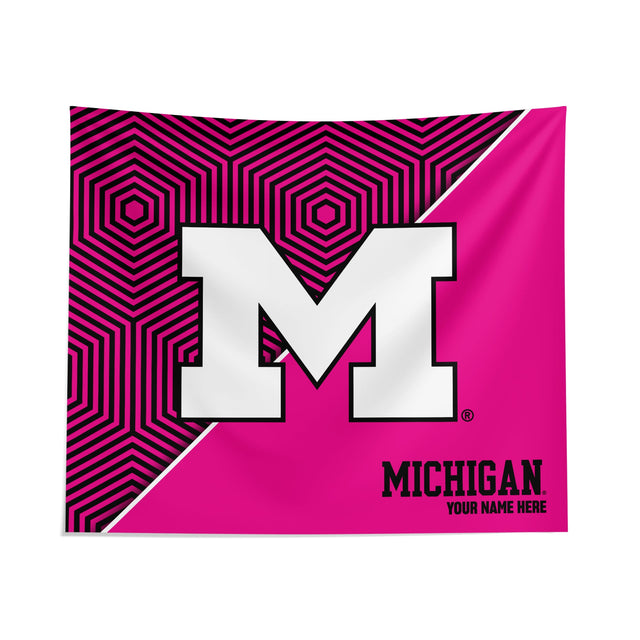 Pixsona Michigan Wolverines Pink Implosion Tapestry | Personalized | Custom