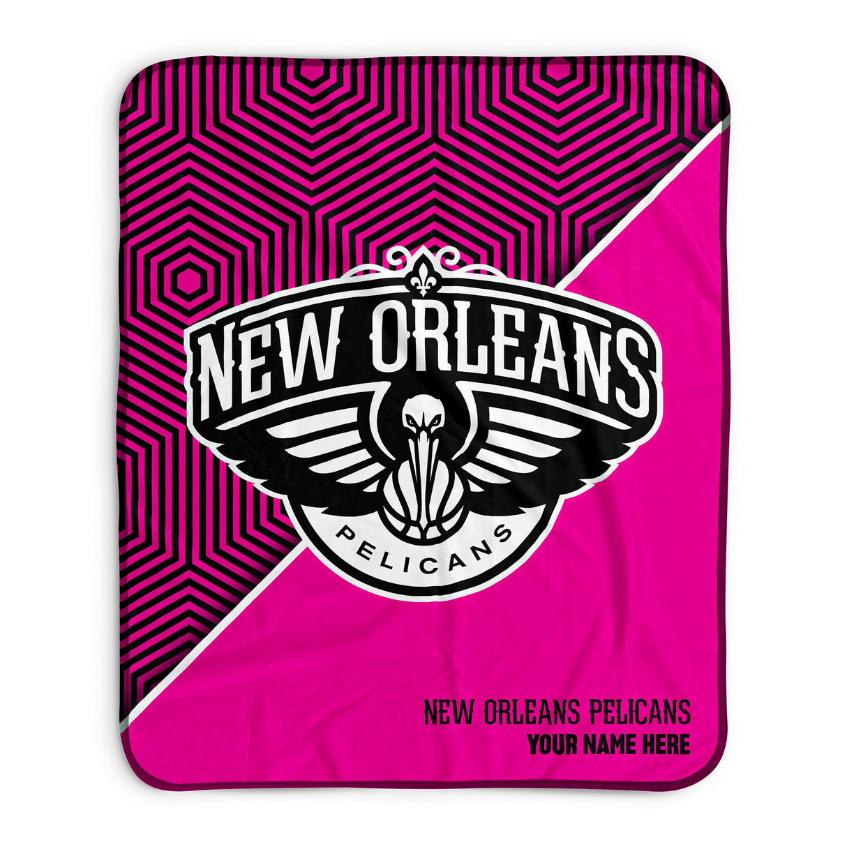 Pixsona New Orleans Pelicans Pink Implosion Pixel Fleece Blanket | Personalized | Custom