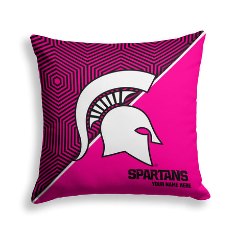 Pixsona Michigan State Spartans Pink Implosion Throw Pillow | Personalized | Custom