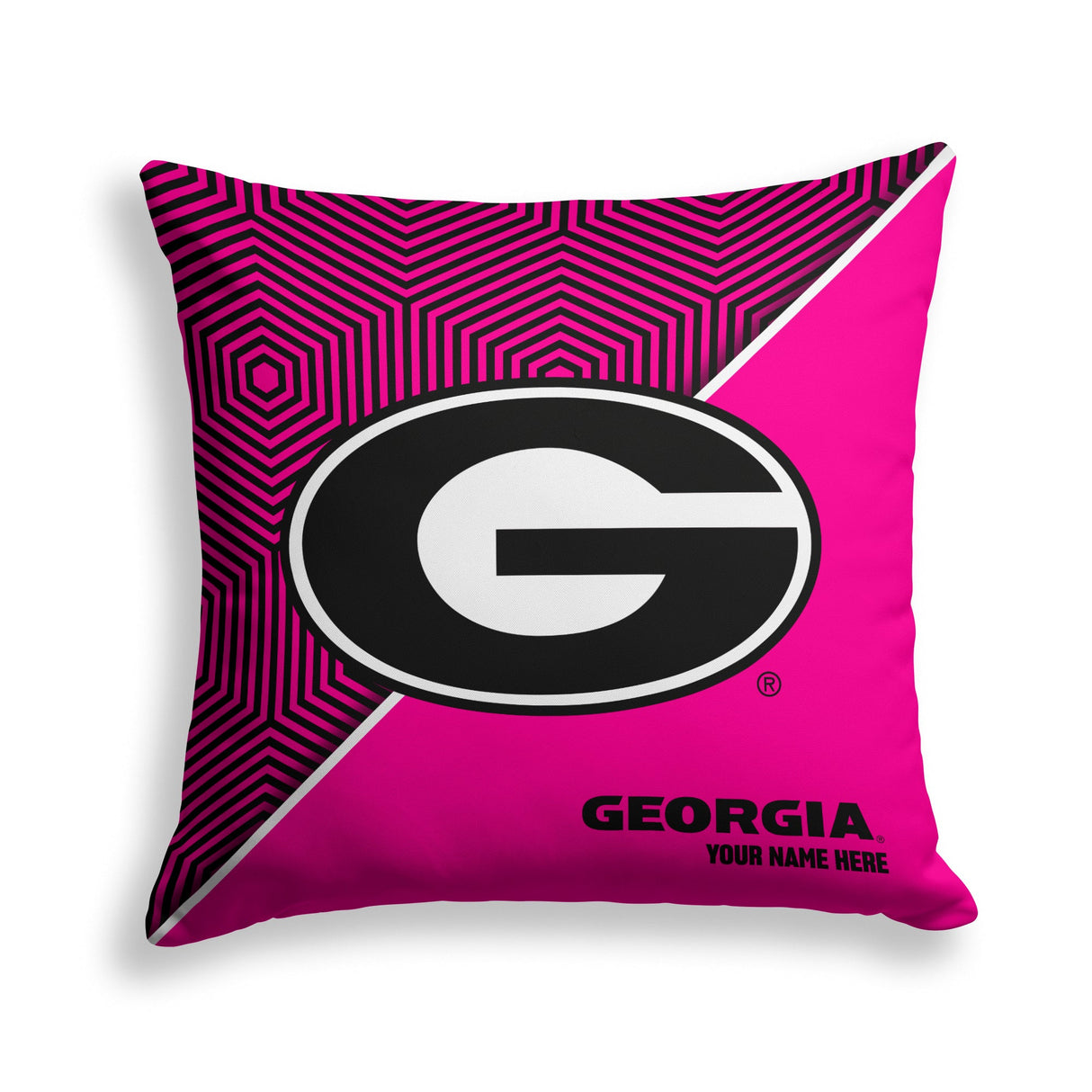 Pixsona Georgia Bulldogs Pink Implosion Throw Pillow | Personalized | Custom