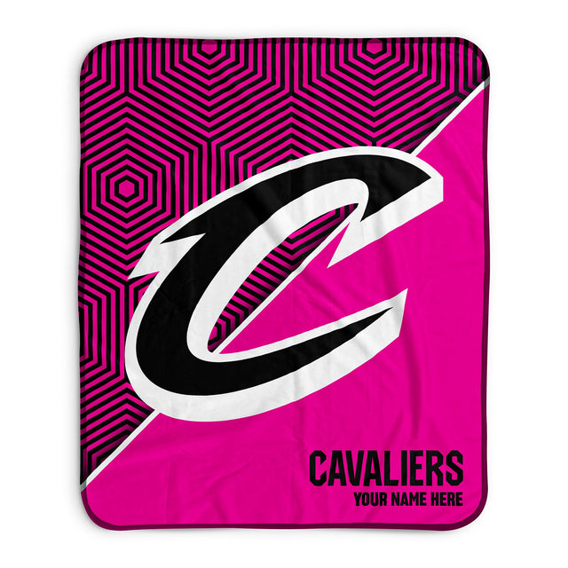 Pixsona Cleveland Cavaliers Pink Implosion Pixel Fleece Blanket | Personalized | Custom