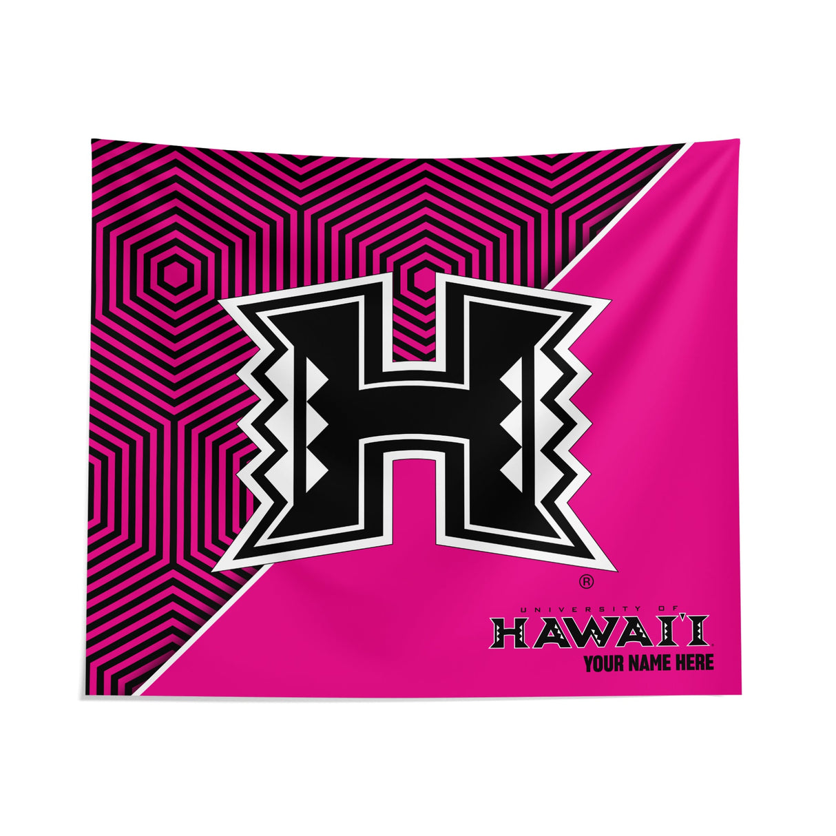 Pixsona Hawaii Rainbow Warriors Pink Implosion Tapestry | Personalized | Custom