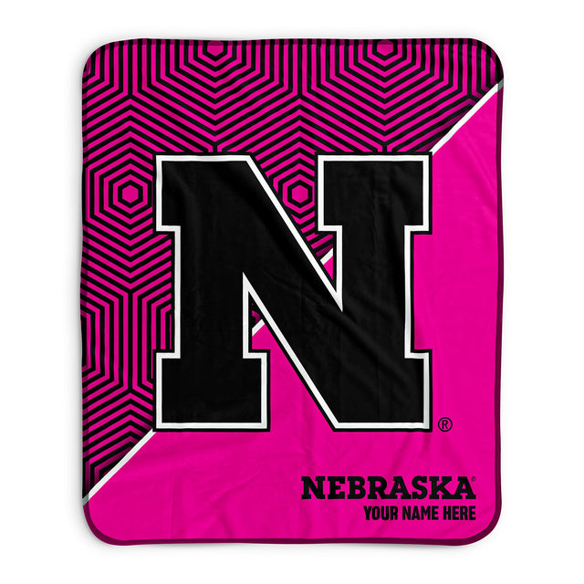 Pixsona Nebraska Huskers Pink Implosion Pixel Fleece Blanket | Personalized | Custom