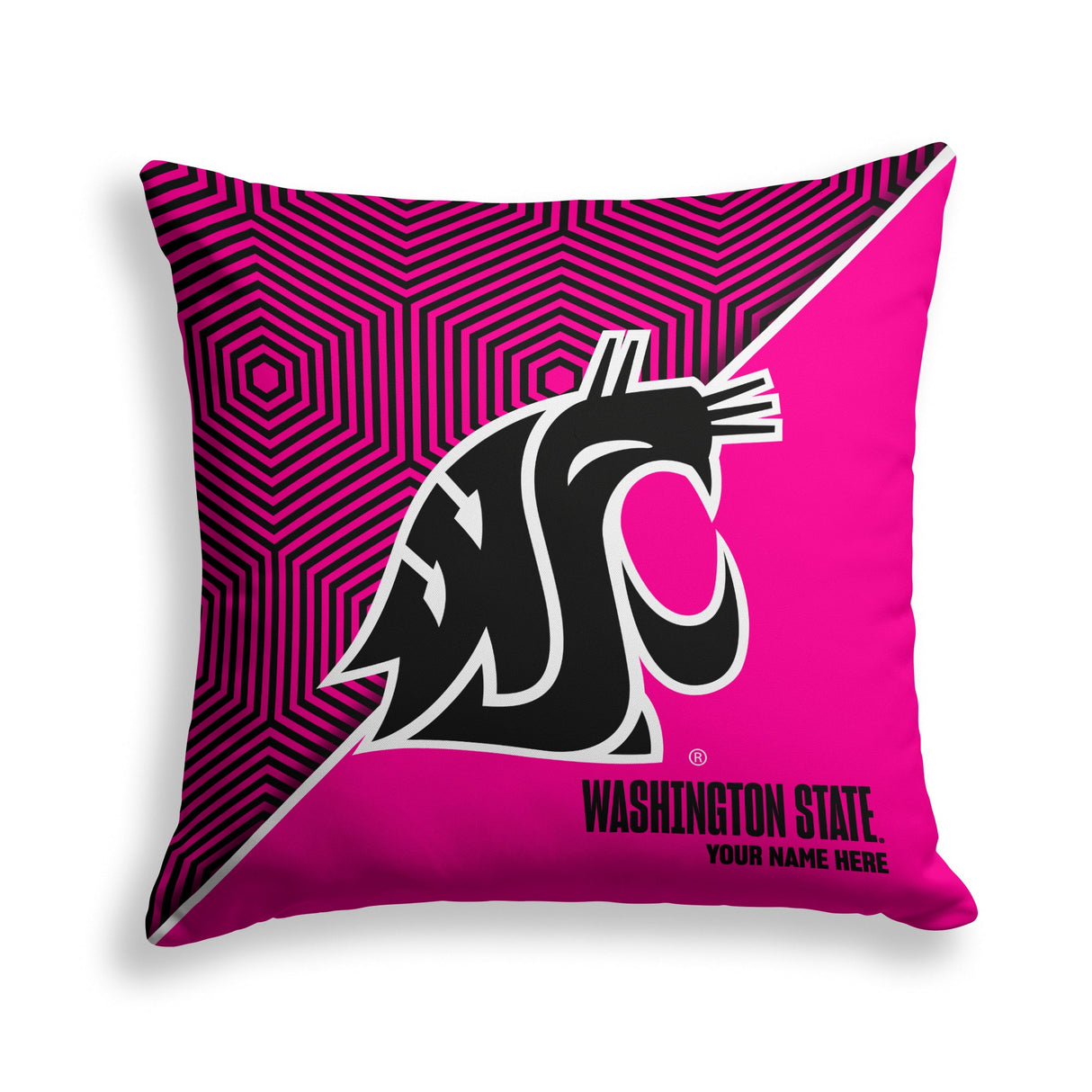 Pixsona Washington State Cougars Pink Implosion Throw Pillow | Personalized | Custom