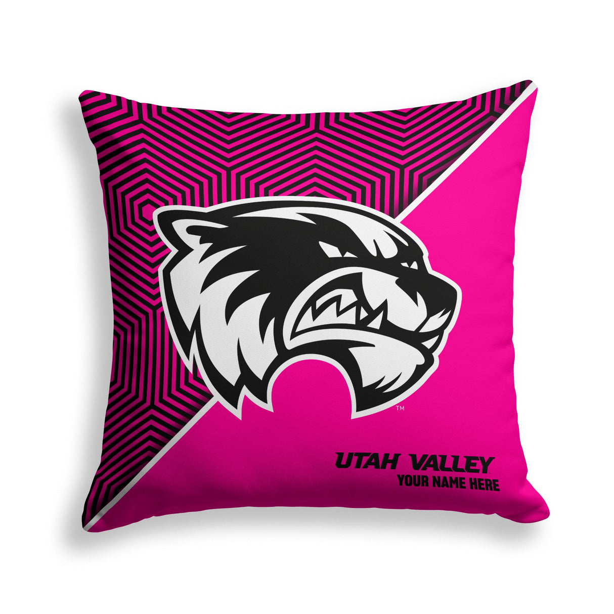 Pixsona Utah Valley Wolverines Pink Implosion Throw Pillow | Personalized | Custom