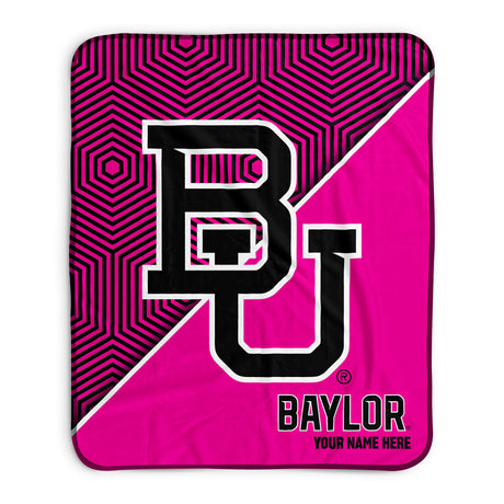 Pixsona Baylor Bears Pink Implosion Pixel Fleece Blanket | Personalized | Custom