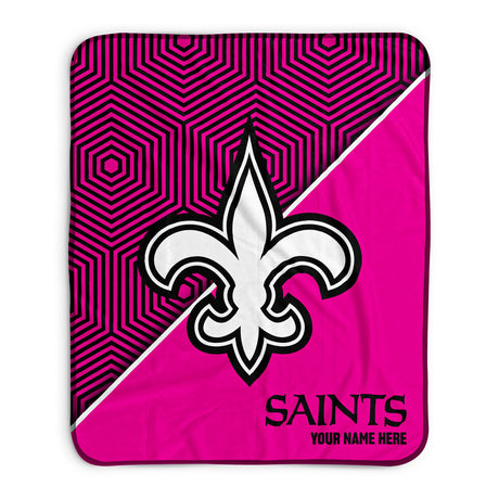 Pixsona New Orleans Saints Pink Implosion Pixel Fleece Blanket | Personalized | Custom