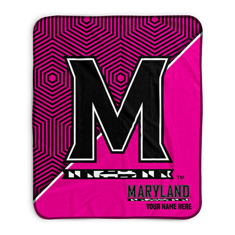 Pixsona Maryland Terrapins Pink Implosion Pixel Fleece Blanket | Personalized | Custom