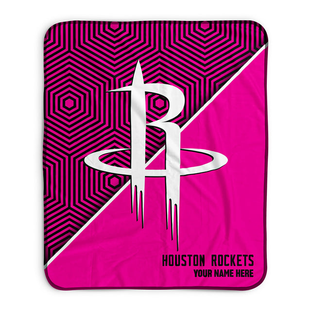 Pixsona Houston Rockets Pink Implosion Pixel Fleece Blanket | Personalized | Custom