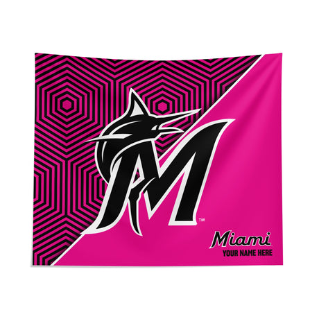 Pixsona Miami Marlins Pink Implosion Tapestry | Personalized | Custom