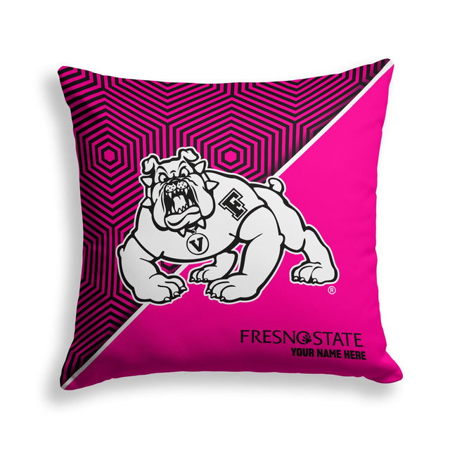 Pixsona Fresno State Bulldogs Pink Implosion Throw Pillow | Personalized | Custom