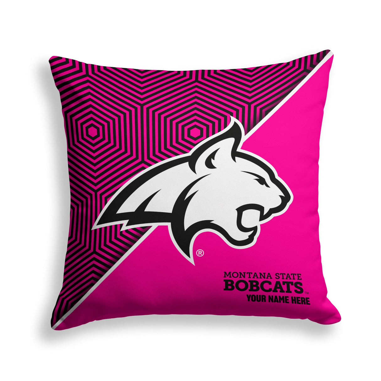 Pixsona Montana State Bobcats Pink Implosion Throw Pillow | Personalized | Custom