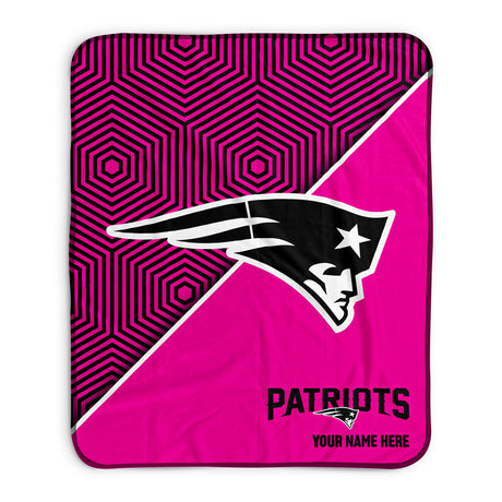 Pixsona New England Patriots Pink Implosion Pixel Fleece Blanket | Personalized | Custom