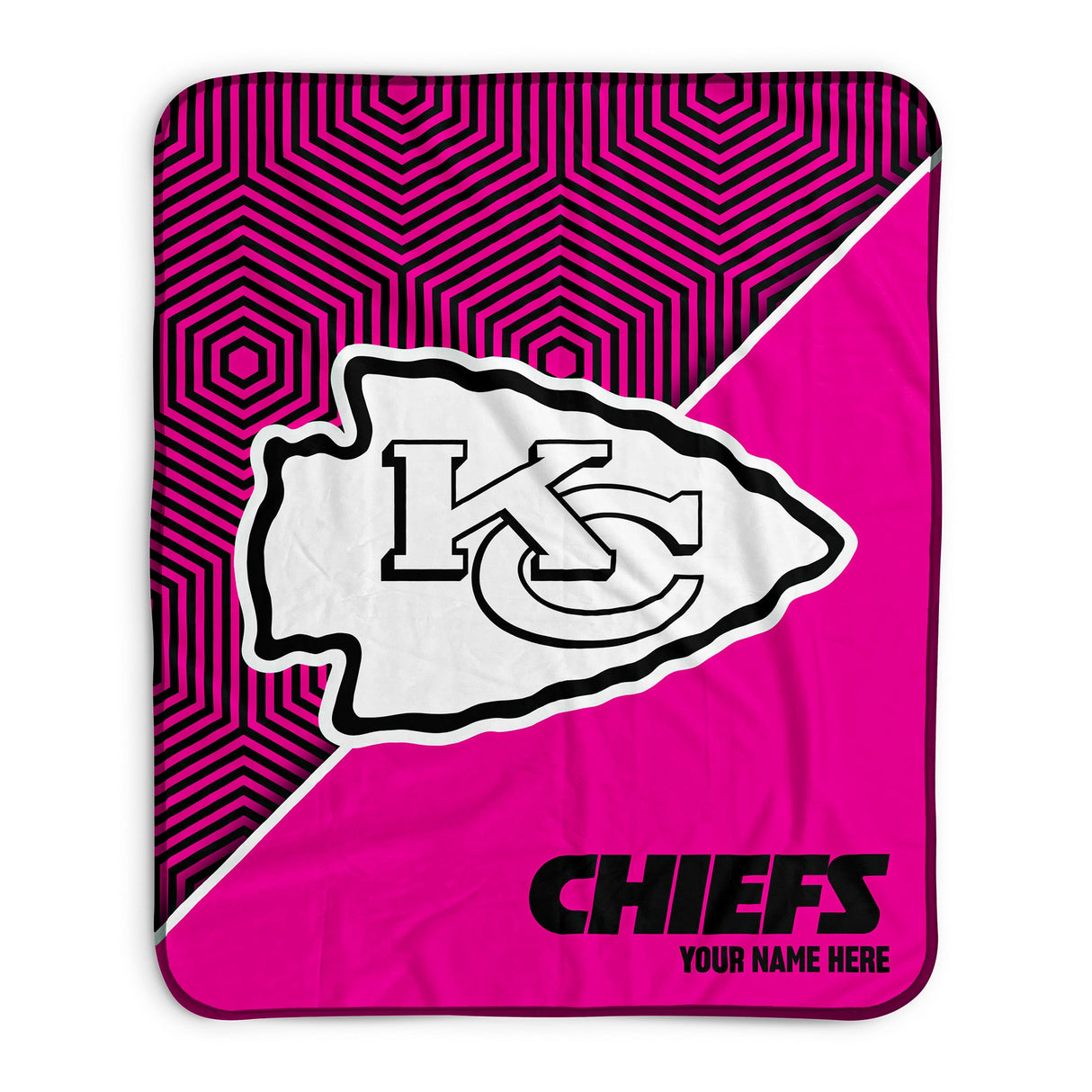 Pixsona Kansas City Chiefs Pink Implosion Pixel Fleece Blanket | Personalized | Custom