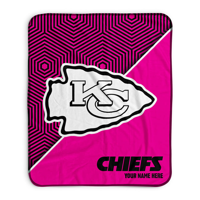 Pixsona Kansas City Chiefs Pink Implosion Pixel Fleece Blanket | Personalized | Custom