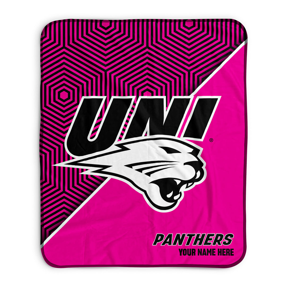 Pixsona Northern Iowa Panthers Pink Implosion Pixel Fleece Blanket | Personalized | Custom