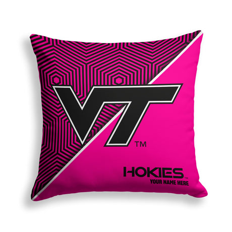 Pixsona Virginia Tech Hokies Pink Implosion Throw Pillow | Personalized | Custom