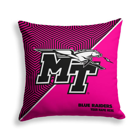 Pixsona Middle Tennessee State Blue Raiders Pink Implosion Throw Pillow | Personalized | Custom