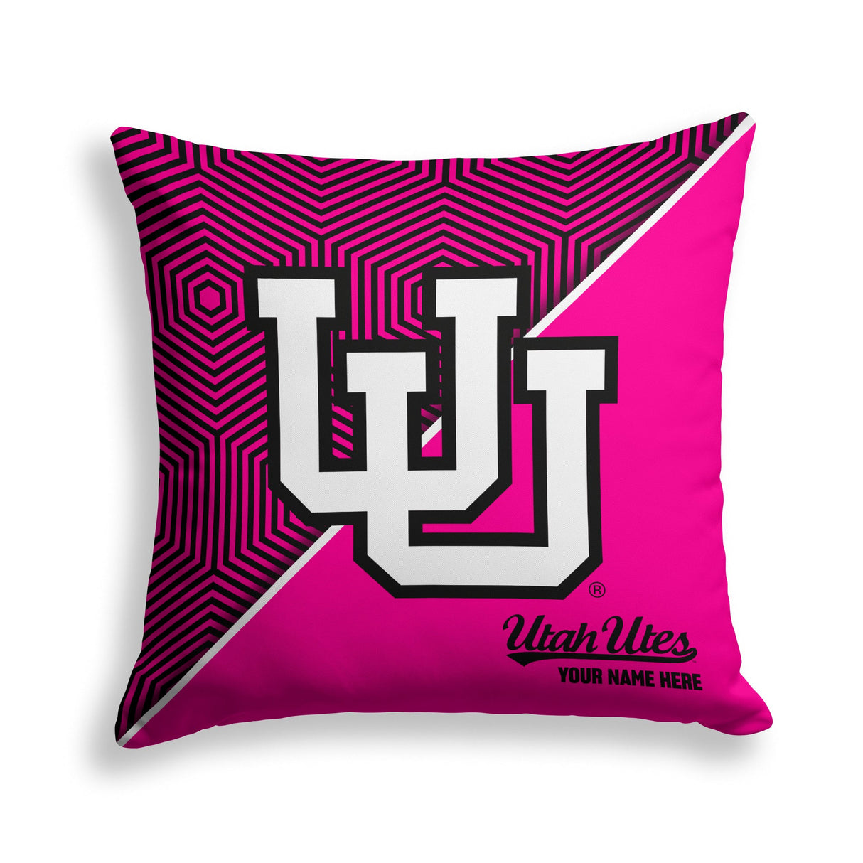 Pixsona Utah Utes Pink Implosion Throw Pillow | Personalized | Custom