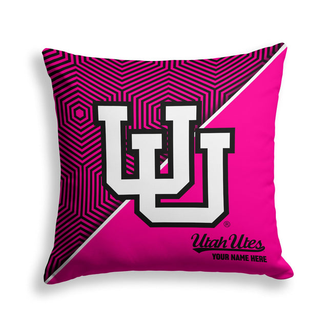 Pixsona Utah Utes Pink Implosion Throw Pillow | Personalized | Custom