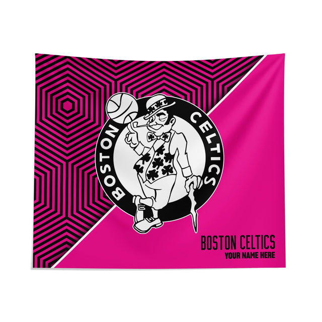 Pixsona Boston Celtics Pink Implosion Tapestry | Personalized | Custom