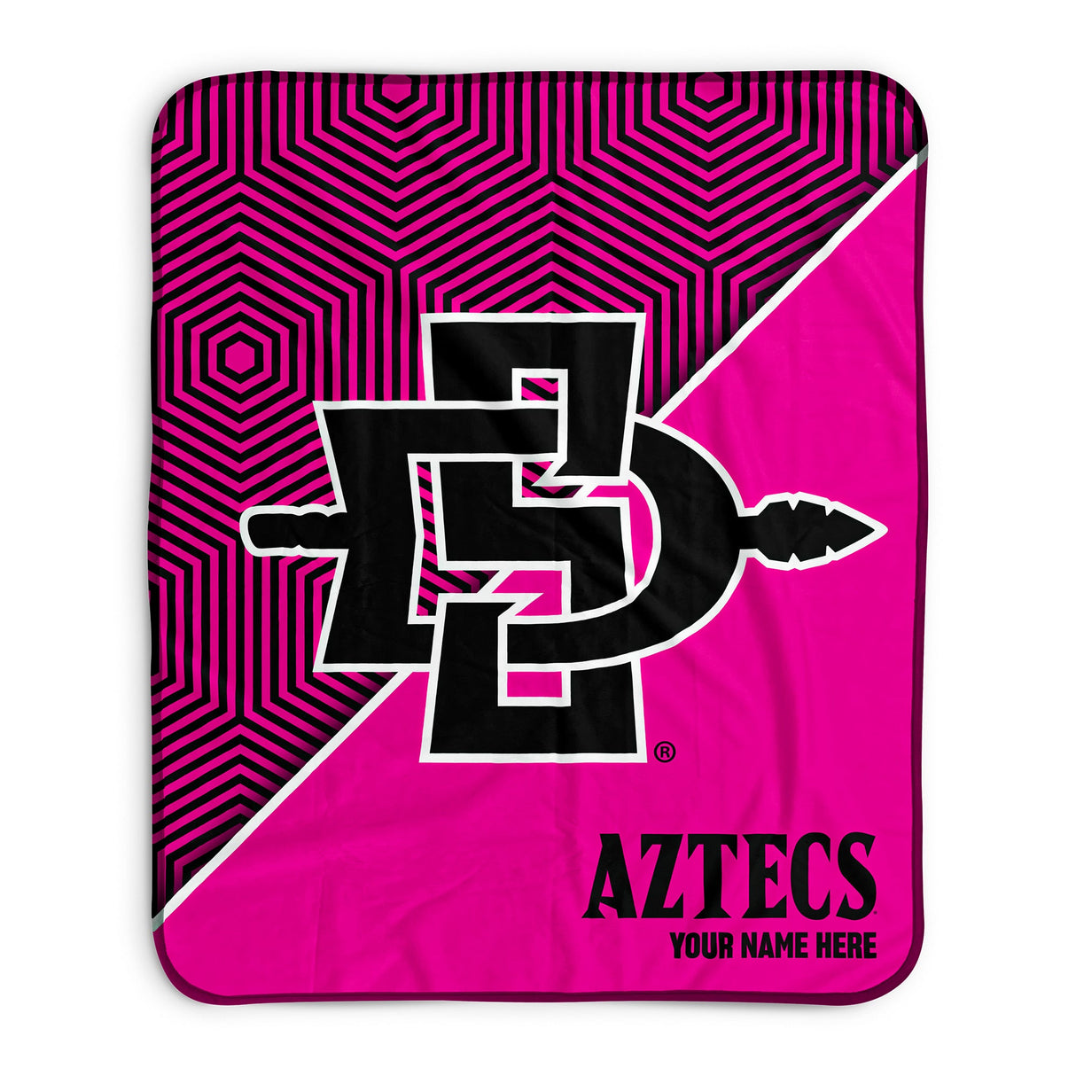 Pixsona San Diego State Aztecs Pink Implosion Pixel Fleece Blanket | Personalized | Custom