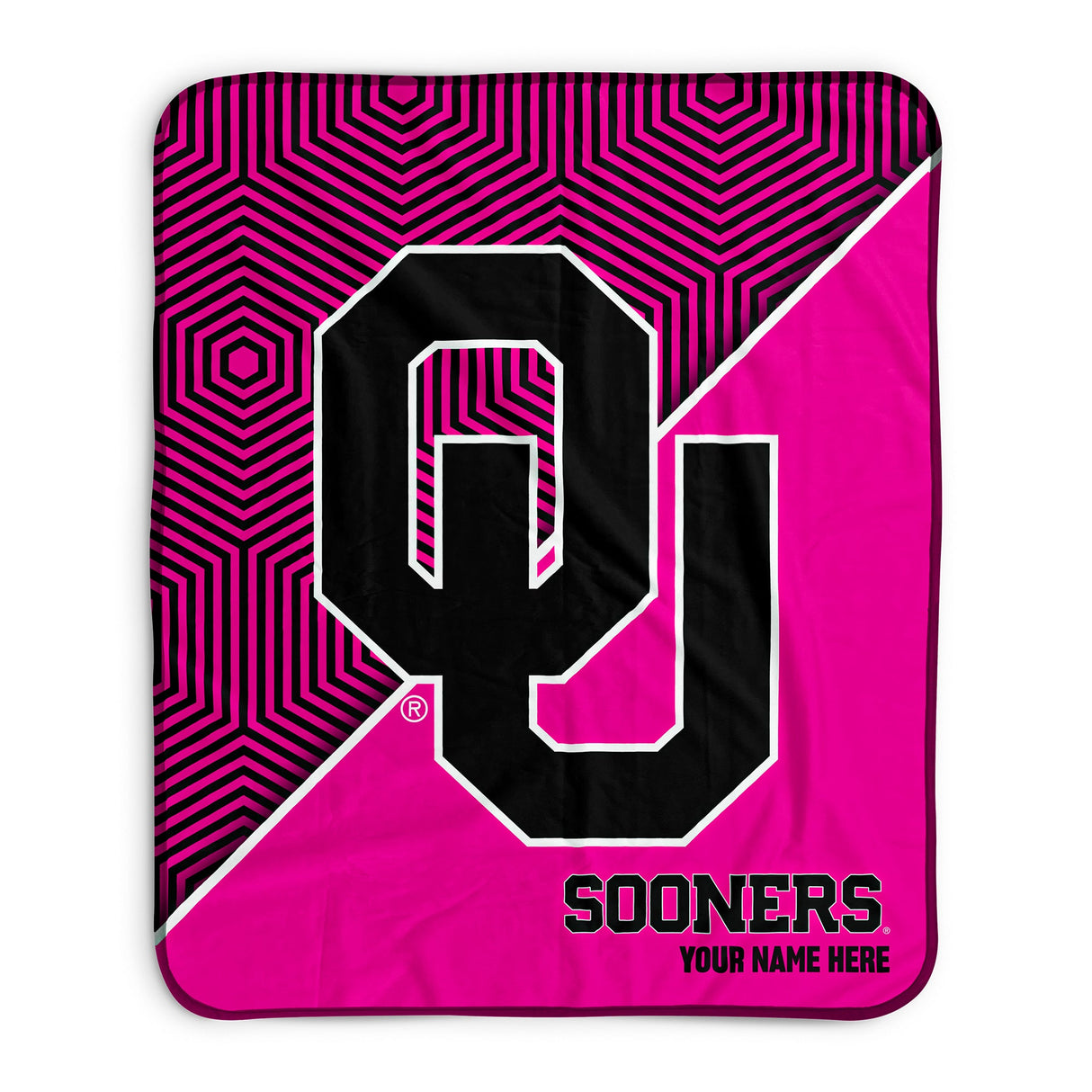 Pixsona Oklahoma Sooners Pink Implosion Pixel Fleece Blanket | Personalized | Custom