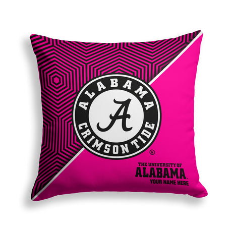 Pixsona Alabama Crimson Tide Pink Implosion Throw Pillow | Personalized | Custom