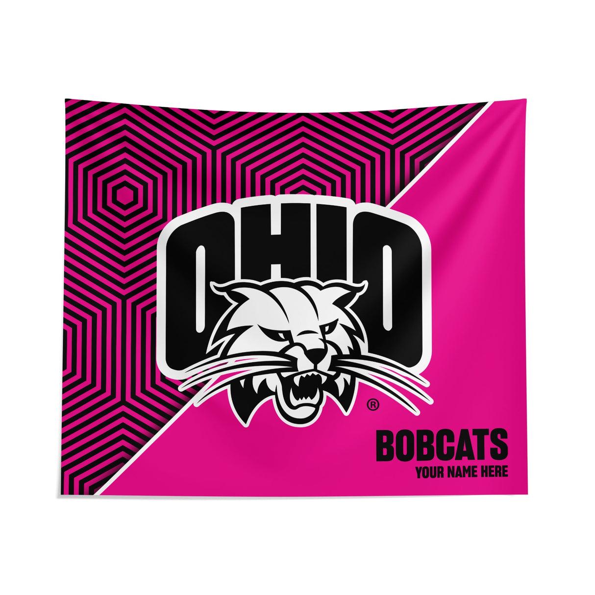 Pixsona Ohio Bobcats Pink Implosion Tapestry | Personalized | Custom