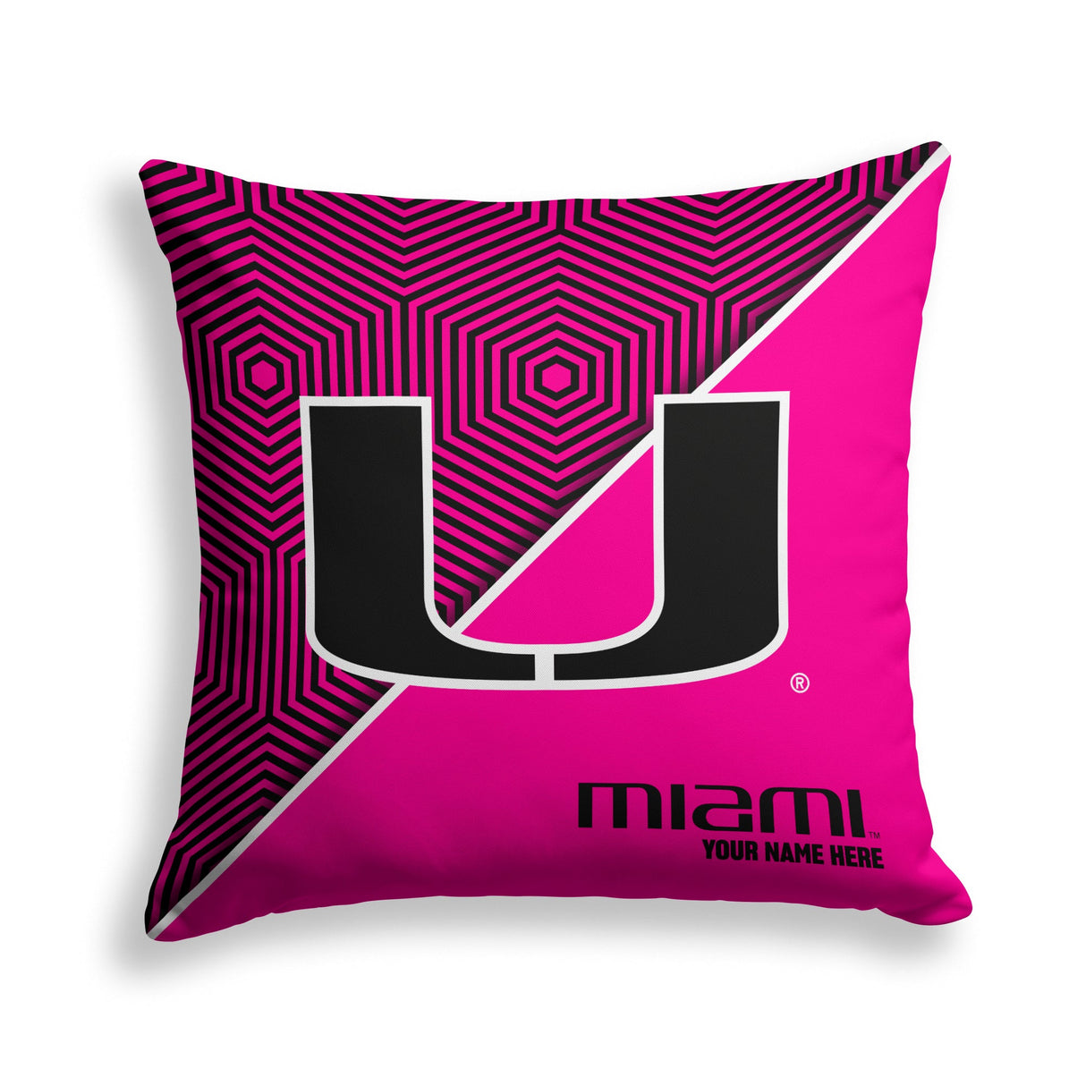 Pixsona Miami Hurricanes Pink Implosion Throw Pillow | Personalized | Custom