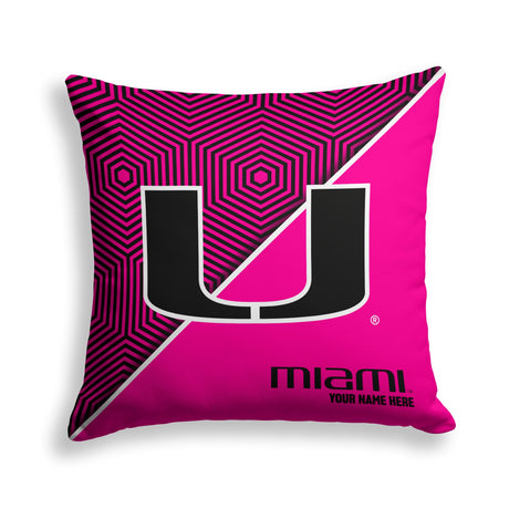 Pixsona Miami Hurricanes Pink Implosion Throw Pillow | Personalized | Custom