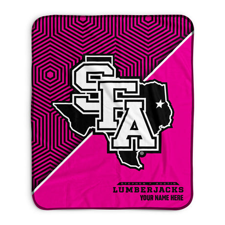 Pixsona Stephen F Austin Lumberjacks Pink Implosion Pixel Fleece Blanket | Personalized | Custom