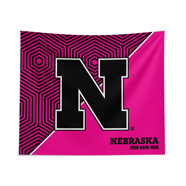 Pixsona Nebraska Huskers Pink Implosion Tapestry | Personalized | Custom