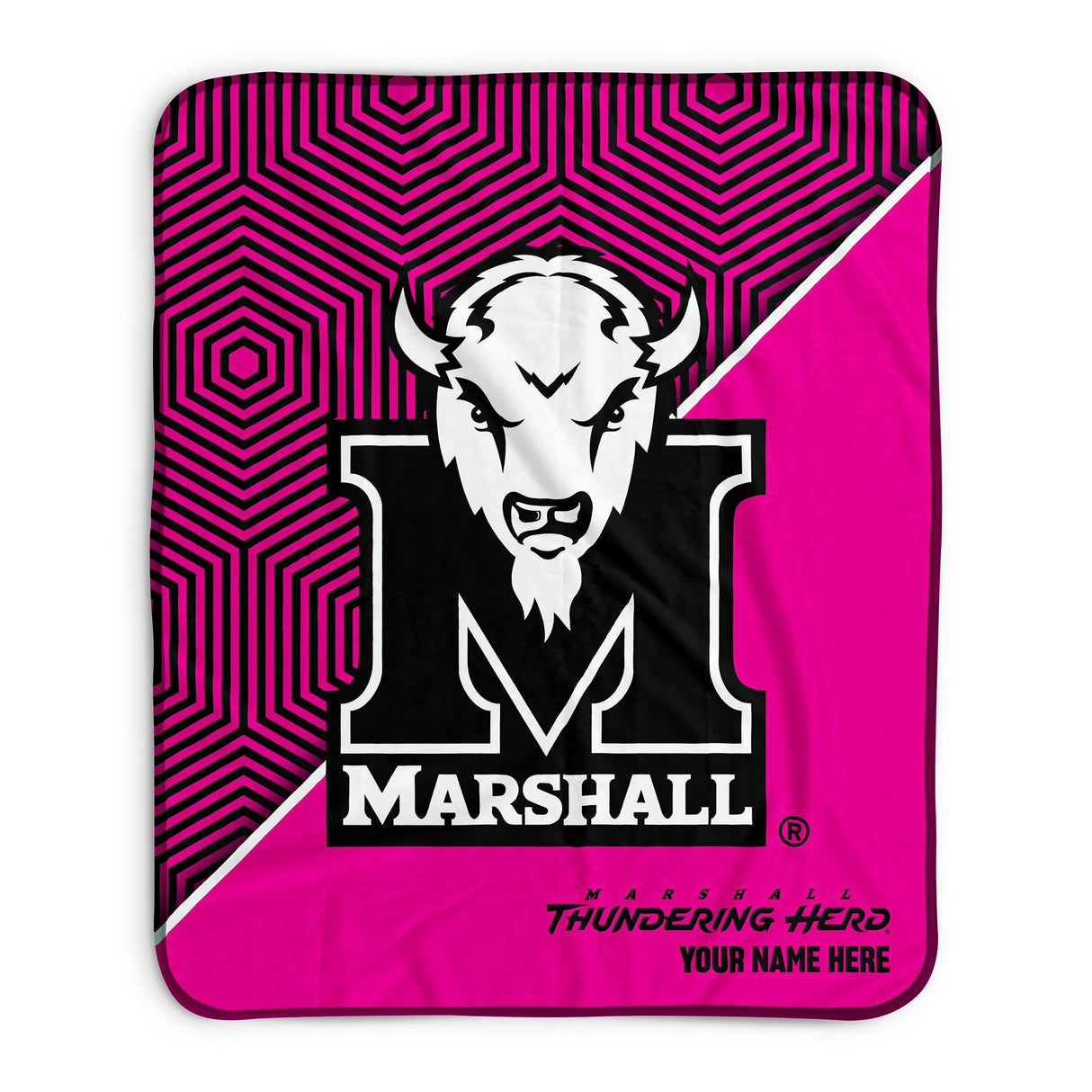 Pixsona Marshall Thundering Herd Pink Implosion Pixel Fleece Blanket | Personalized | Custom