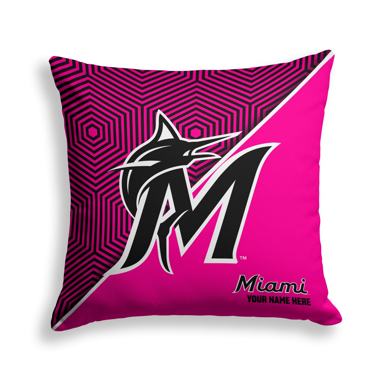 Pixsona Miami Marlins Pink Implosion Throw Pillow | Personalized | Custom