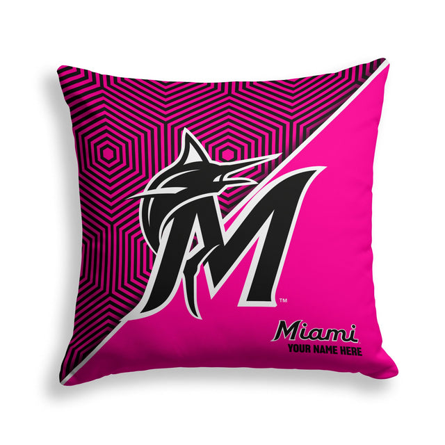 Pixsona Miami Marlins Pink Implosion Throw Pillow | Personalized | Custom