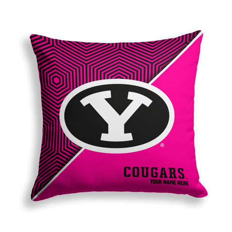 Pixsona Brigham Young Cougars Pink Implosion Throw Pillow | Personalized | Custom