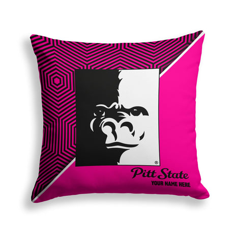 Pixsona Pittsburg State Gorillas Pink Implosion Throw Pillow | Personalized | Custom