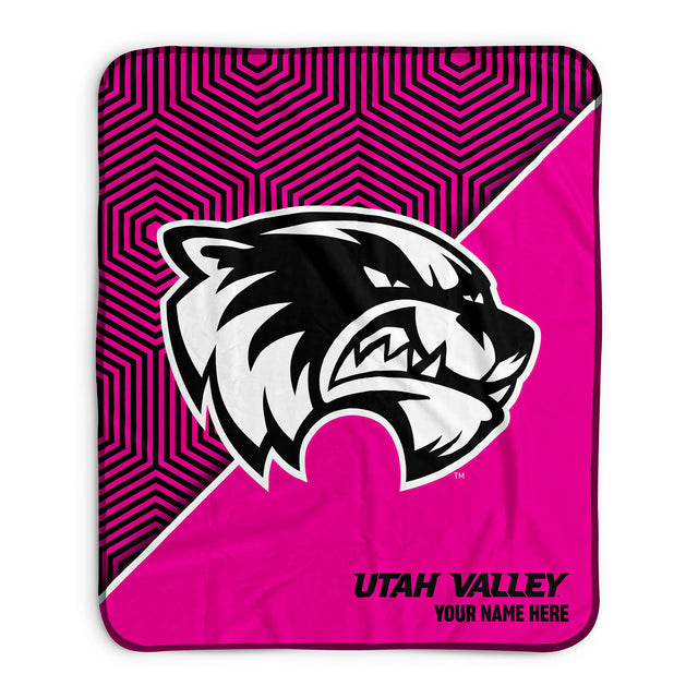 Pixsona Utah Valley Wolverines Pink Implosion Pixel Fleece Blanket | Personalized | Custom