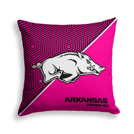 Pixsona Arkansas Razorbacks Pink Implosion Throw Pillow | Personalized | Custom