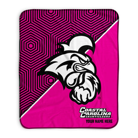 Pixsona Coastal Carolina Chanticleers Pink Implosion Pixel Fleece Blanket | Personalized | Custom