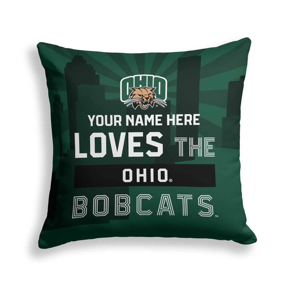 Pixsona Ohio Bobcats Skyline Throw Pillow | Personalized | Custom