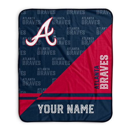 Pixsona Atlanta Braves Split Pixel Fleece Blanket | Personalized | Custom