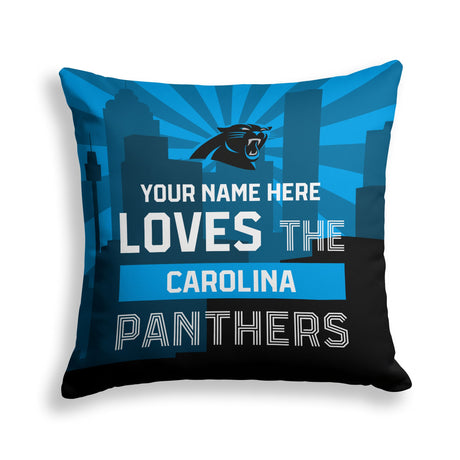 Pixsona Carolina Panthers Skyline Throw Pillow | Personalized | Custom