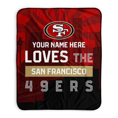 Pixsona San Francisco 49ers Skyline Pixel Fleece Blanket | Personalized | Custom
